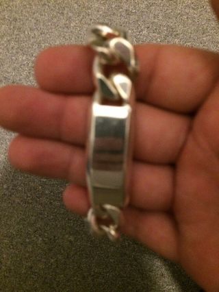 Vintage Sterling Silver.  925 Bracelet Figaro 115 Grams 8 3/4inches 6