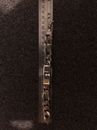 Vintage Sterling Silver.  925 Bracelet Figaro 115 Grams 8 3/4inches 8