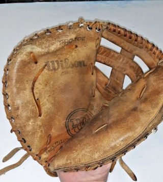 Vintage Wilson A9882 Left Handed Leather Softball Catchers Glove