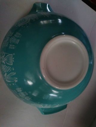 Vintage Pyrex Turquoise 4 Quart Mixing Bowl 444 Rooster Amish Butterprint USA 3