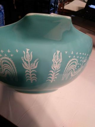 Vintage Pyrex Turquoise 4 Quart Mixing Bowl 444 Rooster Amish Butterprint USA 4