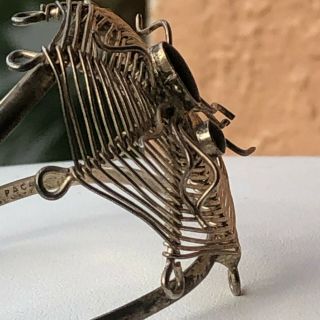 Vintage Detailed Spider & Web Silver Onyx Slave Cuff Bracelet (Alpaca,  Mexico) 6