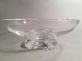 Vintage Mid Century Steuben Crystal Scroll Footed Bowl By John Dreves,  Signed