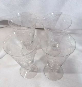4 Fostoria Romance Iced Tea Tumblers Etched 6” Tall Glassware Glass Vintage 2