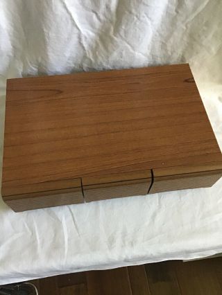 Vintage Faux Wood Grain Audio Cassette Tape Cabinet Storage Holder 36 3