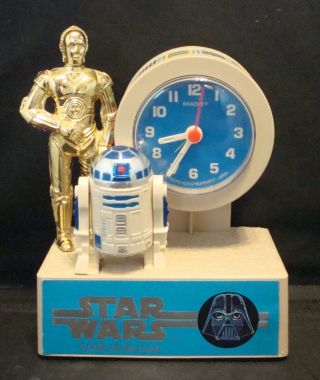 Vintage 1980 " Star Wars " Talking Alarm Clock With R2 - D2 & C - 3po Great