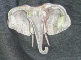 Vintage Sterling Silver Large Elephant Pin Head with Tusks Large Great 4Sweater 2