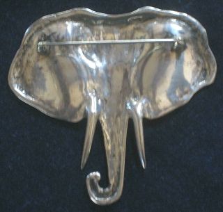 Vintage Sterling Silver Large Elephant Pin Head with Tusks Large Great 4Sweater 3
