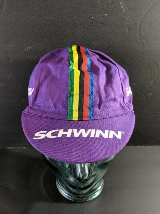 Vtg Schwinn Bike Bicycling Bicycle Racing Cycling Cap Hat Made In Italy