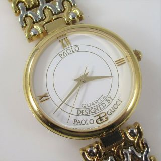Paolo Gucci Wristwatch Vintage 31mm Case Nos Old Stock Quartz Runs W/ Tag