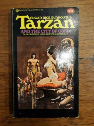 Edgar Rice Burroughs Tarzan And The City Of Gold 16 Ballantine Black Cover 1973