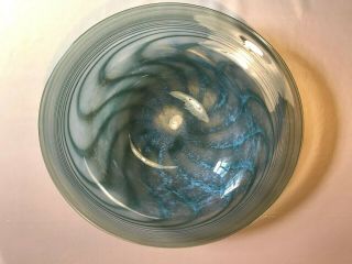 Vintage Large 12.  5 " Anthony Stern Studio Art Glass Shallow Bowl Dish Herman Era