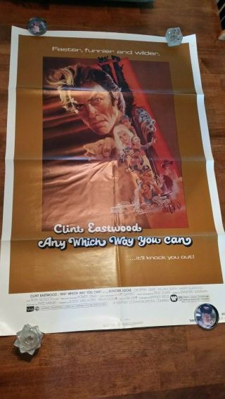 Any Which Way You Can Movie Poster 27 X 41 Vintage Clint Eastwood