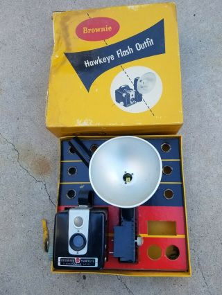 Vintage 1950’s Kodak Brownie Hawkeye Flash Camera Outfit W/original Box,