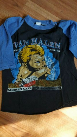 Authentic Vintage Van Halen 1984 Concert Tour Jersey Shirt - Smoking Baby - Med