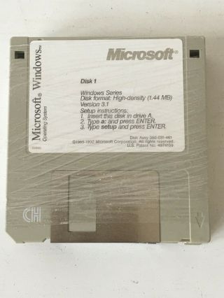 Microsoft Windows 3.  1 Vintage 3.  5 Inch 1.  44 MB Disk 2