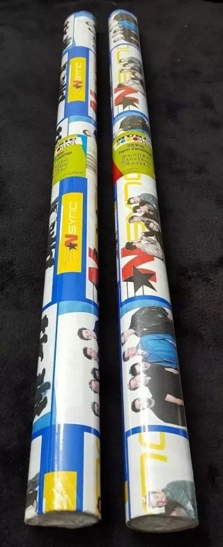 2 X Vintage Nsync Birthday Gift Wrap Wrapping Paper Justin Timberlake 20 Sq.  Ft.