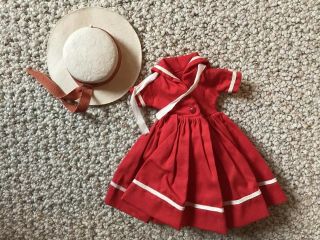 1958 Vintage Vogue Jill Or Jan Red Sailor Dress With Hat 3166