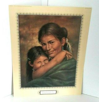 Vintage 1974 Bill Hampton Native American Print Mother And Child