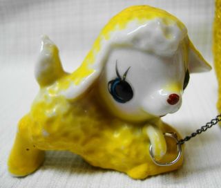 Vintage Yellow Sheep Figurine w/ 2 Baby Lambs - Japan Animal Collectible 4