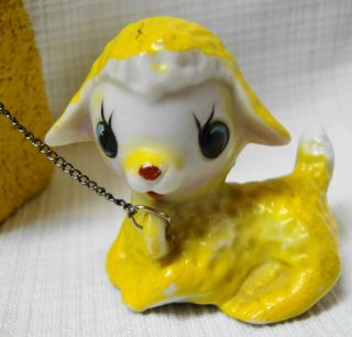 Vintage Yellow Sheep Figurine w/ 2 Baby Lambs - Japan Animal Collectible 5