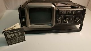SEARS GO - ANYWHERE VINTAGE TELEVISION SET PORTABLE TV RADIO OEM TAG & POWER CABLE 2