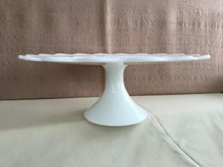 Vintage Fenton Spanish Lace White Milk Glass Pedestal Cake Stand 13 