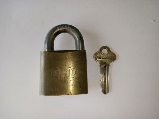 Vintage Lockwood 234 Padlock W/original Lw4 Key