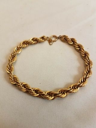 Vintage 1/20 12k Gf Gold Fill Thick Rope Bracelet Signed A & Z