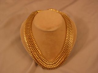 Vintage Monet Five Box Strand Goldtone Necklace With Ornate Clasp