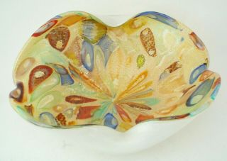 Colorful Vintage Murano Art Candy Glass Dish 10 " Circa 1950 