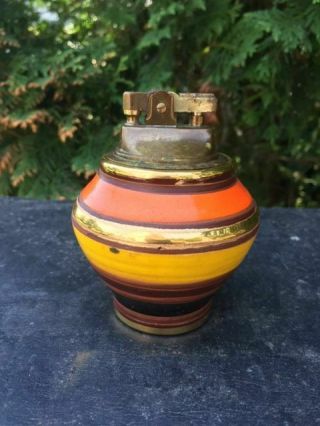 Pottery Table Lighter Japan Brass Vintage Italy - 1950 
