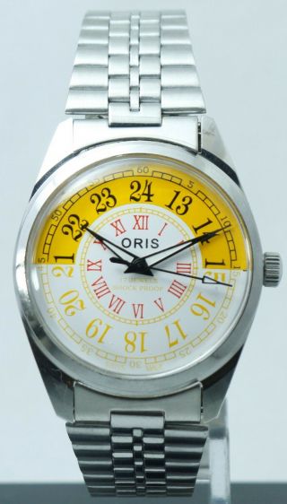 Vintage Oris Luxury 17 Jewels Fhf St - 96 White Dial Hand Winding Watch Model