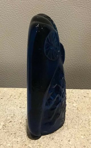 Vintage Blenko Glass owl bookend teal blue paperweight 3