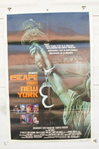 Vtg Escape From York Promo Movie Poster 1981 John Carpenter Kurt Russell