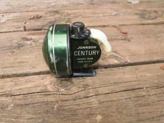 Vintage Johnson Century Model 100 B Anti - Reverse Casting Reel Green Gently