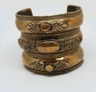 Vintage Chunky Cuff Bracelet Brass Looks Egyptian