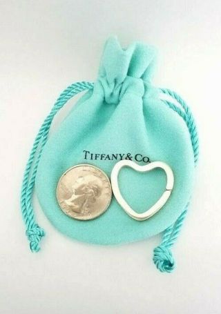 Vintage Tiffany & Co Small Silver Key Chain Key Ring Heart Shape Charm 3