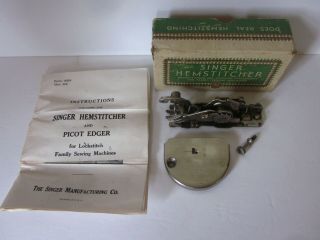 Vintage Singer Hemstitcher Picot Edger 121387 With Throat Plate 121388