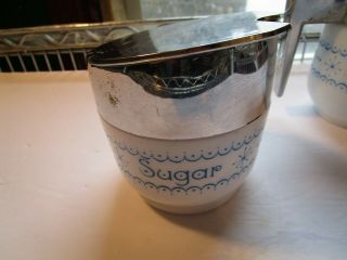 Vintage Gemco Corelle Snowflake Blue & White Sugar & Creamer Set with Lids 3