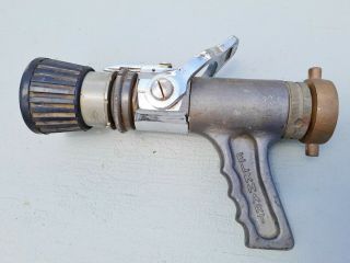 Vintage 12 " Elkhart Brass Fire Hose Nozzle W/fog Flush S.  S.  & Lever Pistol Grip