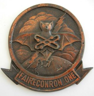 Vtg 1960s Vietnam Usn Navy Vq - 1 Faireconron One Metal Squadron Insignia Plaque