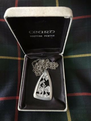 Vintage Ceard Scotland Pewter Glencoe Cross Pendant