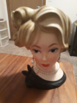 Vintage Lady Head Vase,  Napco C7293,  5 1/2 Inches From Front
