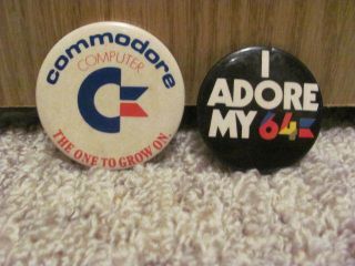 Commodore 64 Computer C64 Pinback Buttons Vintage 2 I Adore My 64 One To Grow On