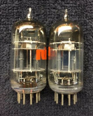 2 NOS Matched RCA 12AT7 WA Military Triple Mica Black Plate Tubes USA 5