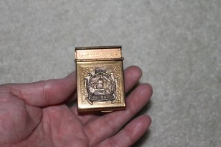 Vintage Brass Match Safe Holder Box Watkins Glen N.  Y.  Rainbow Falls 2 " Lx1.  5 " W