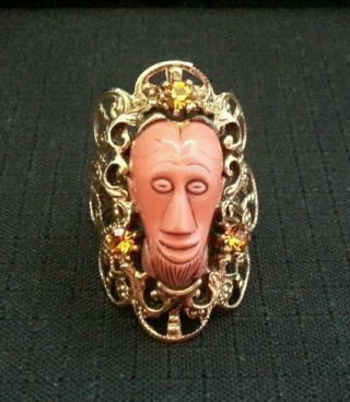 Vintage Unsigned Selro Style African Tribal Face Mask Ring