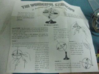 Vintage 1960 ' s - 70 ' s Toy Gyroscope and stand with instruction sheet 5