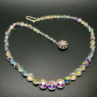 Vintage Jewellery Gorgeous 1950s Faceted Glass Rainbow Aurora Borealis Necklace